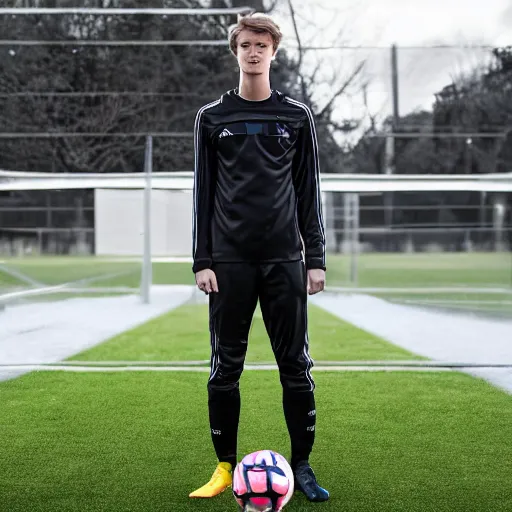 Prompt: a realistic detailed photo of a guy who is an attractive humanoid who is half robot and half humanoid, who is a male android, soccer player martin ødegaard, shiny skin, posing like a statue, blank stare, in the backyard, on display