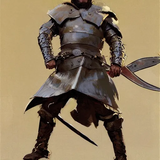 Image similar to portrait of man wearing gambeson and sallet helmet, holding sword, attacking, dramatic, detailed by greg manchess, craig mullins, bernie fuchs, walter everett