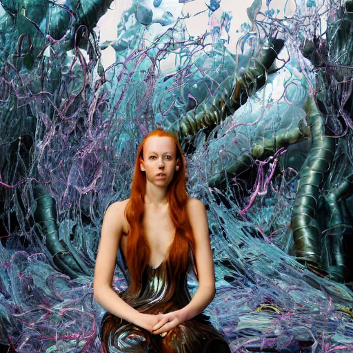 Prompt: a portrait of ariel the little mermaid with background scenery by juergen teller, iris van herpen