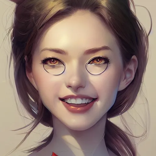 Image similar to Woman smiling by Stanley Artgerm Lau, WLOP, Rossdraws, James Jean, Andrei Riabovitchev, Marc Simonetti, tranding on artstation