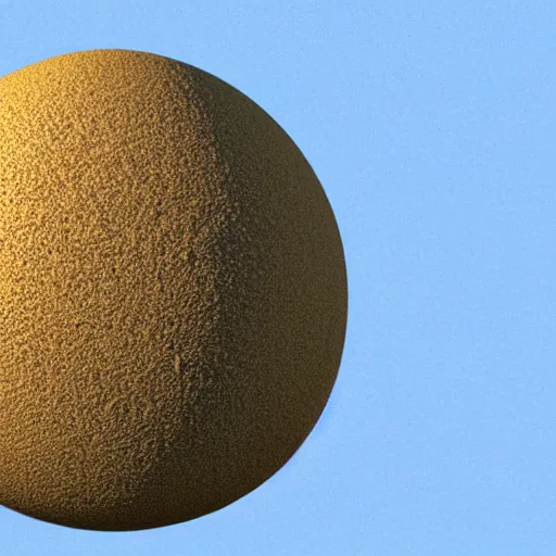 Image similar to a sphere made of sand levitating on water, highly detailed and photorealistic