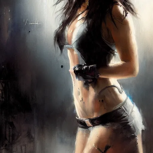 Image similar to jennifer love hewitt as tifa, jeremy mann painting