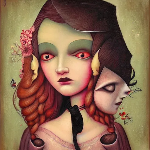 Prompt: Female Painting by Benjamin Lacombe, asymmetrical, Organic Painting, Matte Painting, geometric shapes, hard edges, graffiti, street art, by Benjamin Lacombe