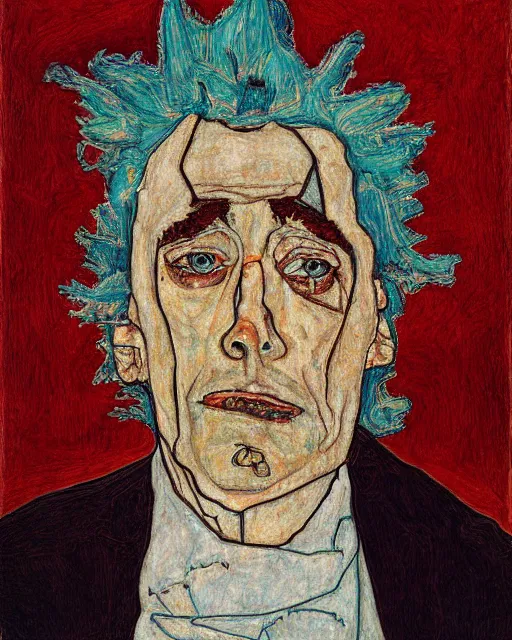 Prompt: portrait of rick sanchez by egon schiele in the style of greg rutkowski