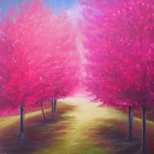 Image similar to pink tree on fire panting