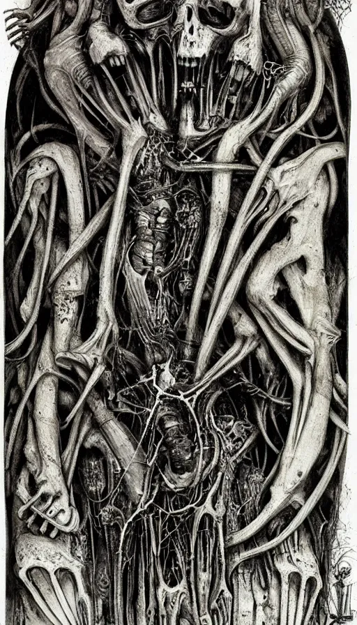 Image similar to life and death mixing together, by hr giger