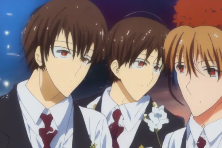 Prompt: Two handsome men, love, Kyoto Animation