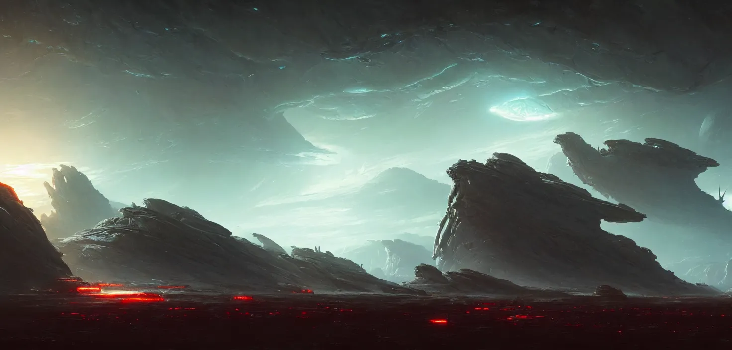 Prompt: an alien landscape, by greg rutkowski, trending on artstation