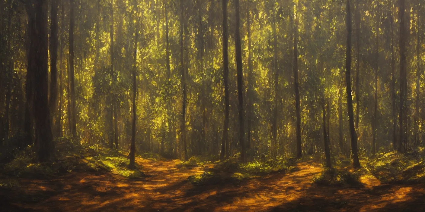 Image similar to a forest, cinematic lighting, detailed oil painting, hyperrealistic, 8k