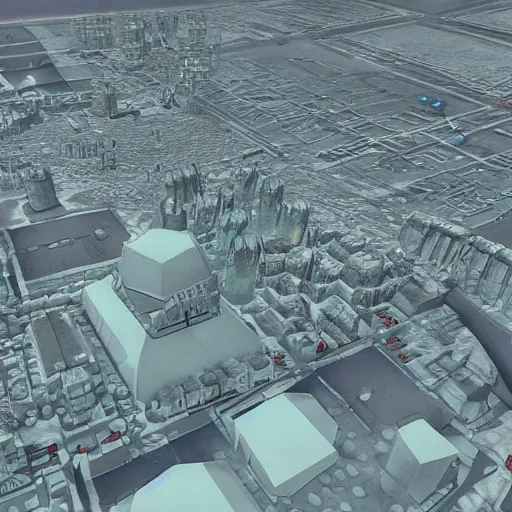 Prompt: Space Norilsk (n64), cold futuristic city of Norilsk level, Russia in space, space city level