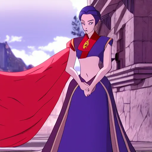 Image similar to cinematic shot of elizabeth you is princess azula