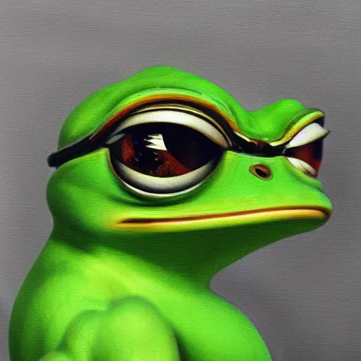 Prompt: pepe the frog, wonderful masterpiece highly detailed, scifi, beautiful cinematic light deep focus, elegant, digital painting, smooth, sharp focus, golden ratio, dramatic illumination, ultra realistic, by rembrandt