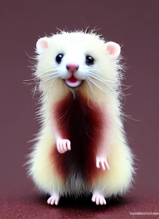 Image similar to 80mm resin detailed miniature of fluffy cute ferret, Product Introduction Photos, 4K, Full body, simple background