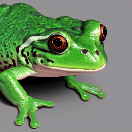 Image similar to frog head with a human body, art, anthro detailed, realistic