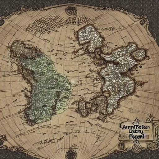 Image similar to ancient fantasy cartographer map extremely detailed