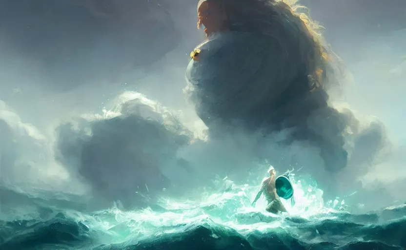 Prompt: A painting of Neptune trending on artstation in the style of Greg Rutkowski