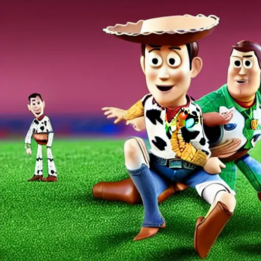 Image similar to movie still of harry kane and son heung - min in toy story,