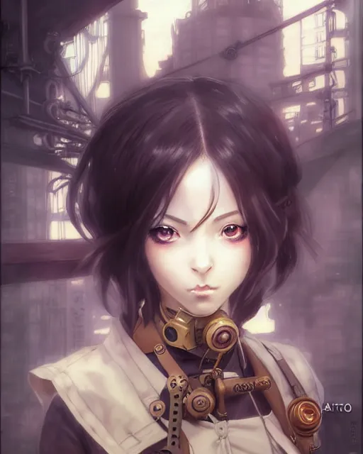 Image similar to portrait Anime Girl steampunk cute-fine-face, pretty face, realistic shaded Perfect face, fine details. Anime. Bioshock steampunk realistic shaded lighting by katsuhiro otomo ghost-in-the-shell, magali villeneuve, artgerm, rutkowski Jeremy Lipkin and Giuseppe Dangelico Pino and Michael Garmash and Rob Rey