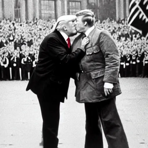 Image similar to still of donald trump kissing adolf hitler