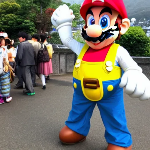 Image similar to photo of super mario in kyoto