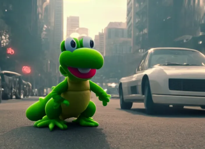 Image similar to film still of yoshi in the new sci - fi movie, 8 k