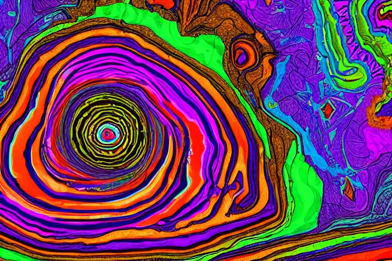 Prompt: a psychedelic volcano in front of a checkerboard background, high definition, digital art