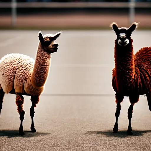 Prompt: picture of llamas playing basketball, 4 k, high resolution