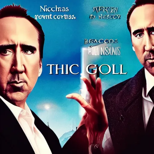 Image similar to nicholas cage starring as God himself, movie cover