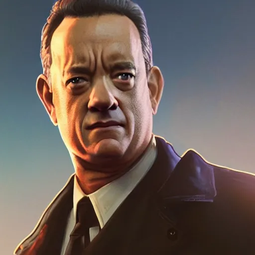 Prompt: a highly detailed matte portrait of tom hanks as a sam fischer, spy novel by tom clancy, unreal engine, volumetric lighting, exquisite detail, 8 k, art by greg rutkowski and alphonse mucha