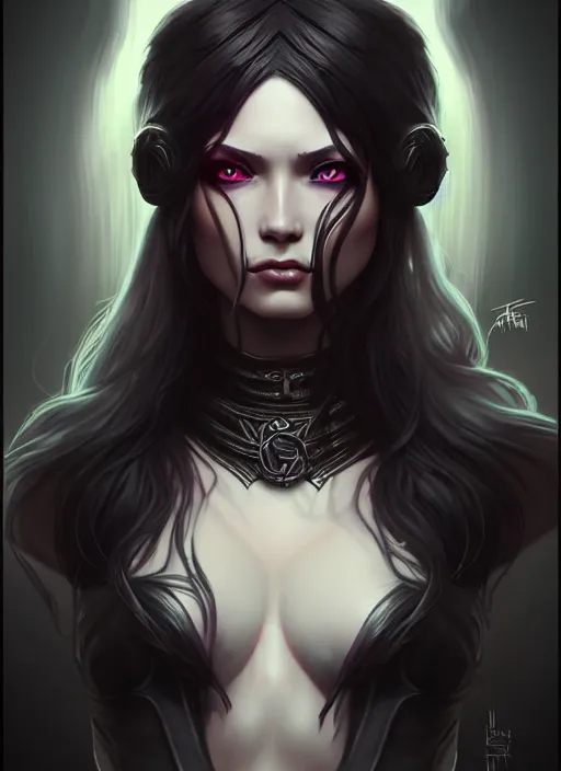 Prompt: dark high priestess, highly detailed, artgerm style, artstation, soft light, sharp focus, illustration, character design, concept art