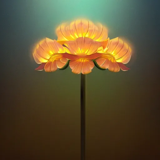 Image similar to Luminescent flower blooming at twilight, cgsociety, r/art, trending on artstation