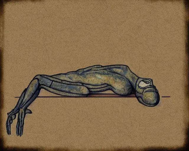 Prompt: An alien falling asleep in Ancient Egypt, Realistic photograph
