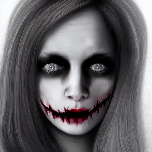 Prompt: a cute scary looking woman photorealistic, 8 k
