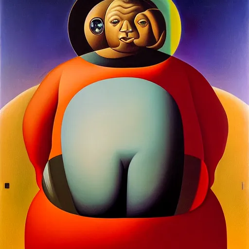 Prompt: portrait of a mars colonist by botero
