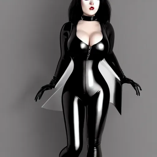 Prompt: curvy feminine goth woman with elegant tight black-silver nylon and latex outfit, cgsociety, photorealistic, highly detailed, sublime, 16k, smooth, sharp focus, trending on ArtStation, hyperdetailed, volumetric lighting