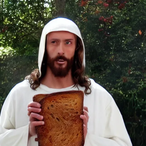 Image similar to jesus burnto onto toast
