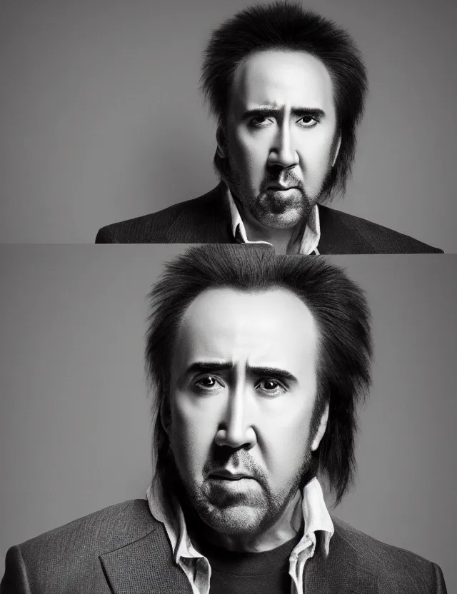 Image similar to nicolas cage headshot photo portrait headshot even lighting