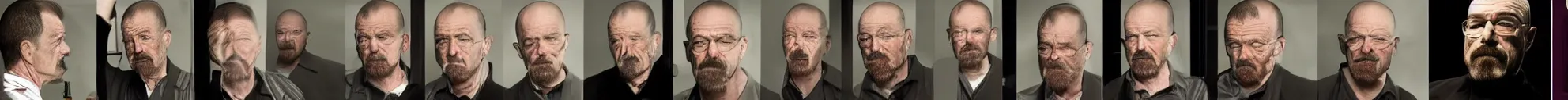 Image similar to 8 progressing frames from a video of walter white throwing a phone