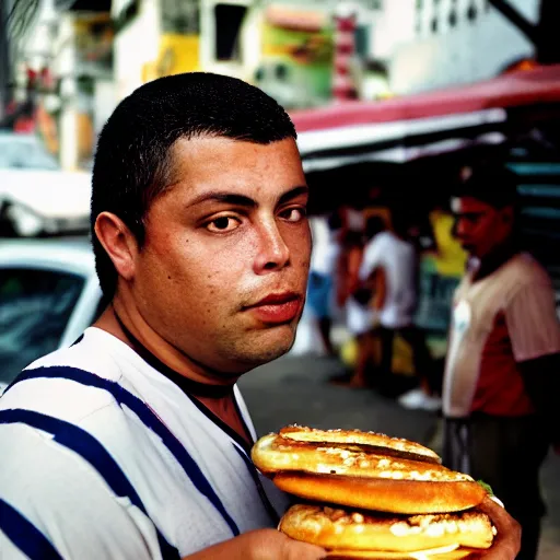 Image similar to close up portrait of a ronaldo nazario selling burgers in a rio de janeiro street, photograph, natural light, sharp, detailed face, magazine, press, photo, steve mccurry, david lazar, canon, nikon, focus