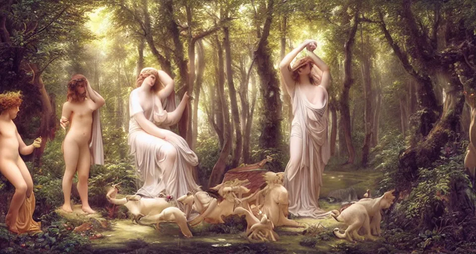 Prompt: Enchanted and magic forest, by Guillaume Seignac
