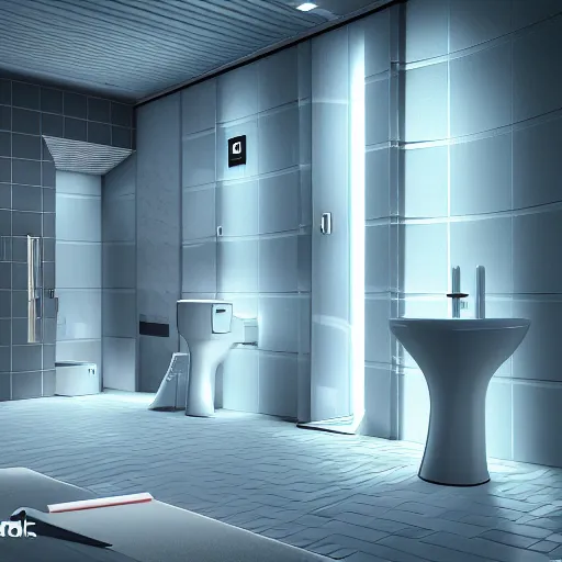 Image similar to posh toilet, anime art style, futuristic, 8k render