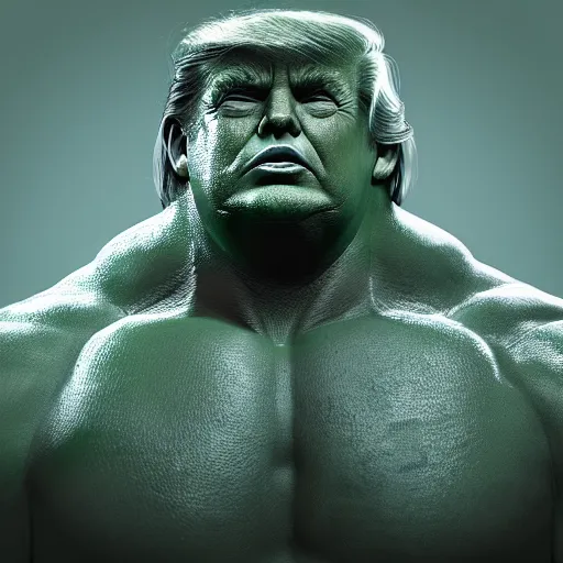 Prompt: donald trump stylized as hulk, portrait, artstation, concept art by greg rutkowsk