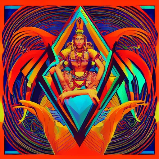 Prompt: album cover design design depicting vishnu, by jonathan zawada, pi - slices, and tristan eaton, digital art