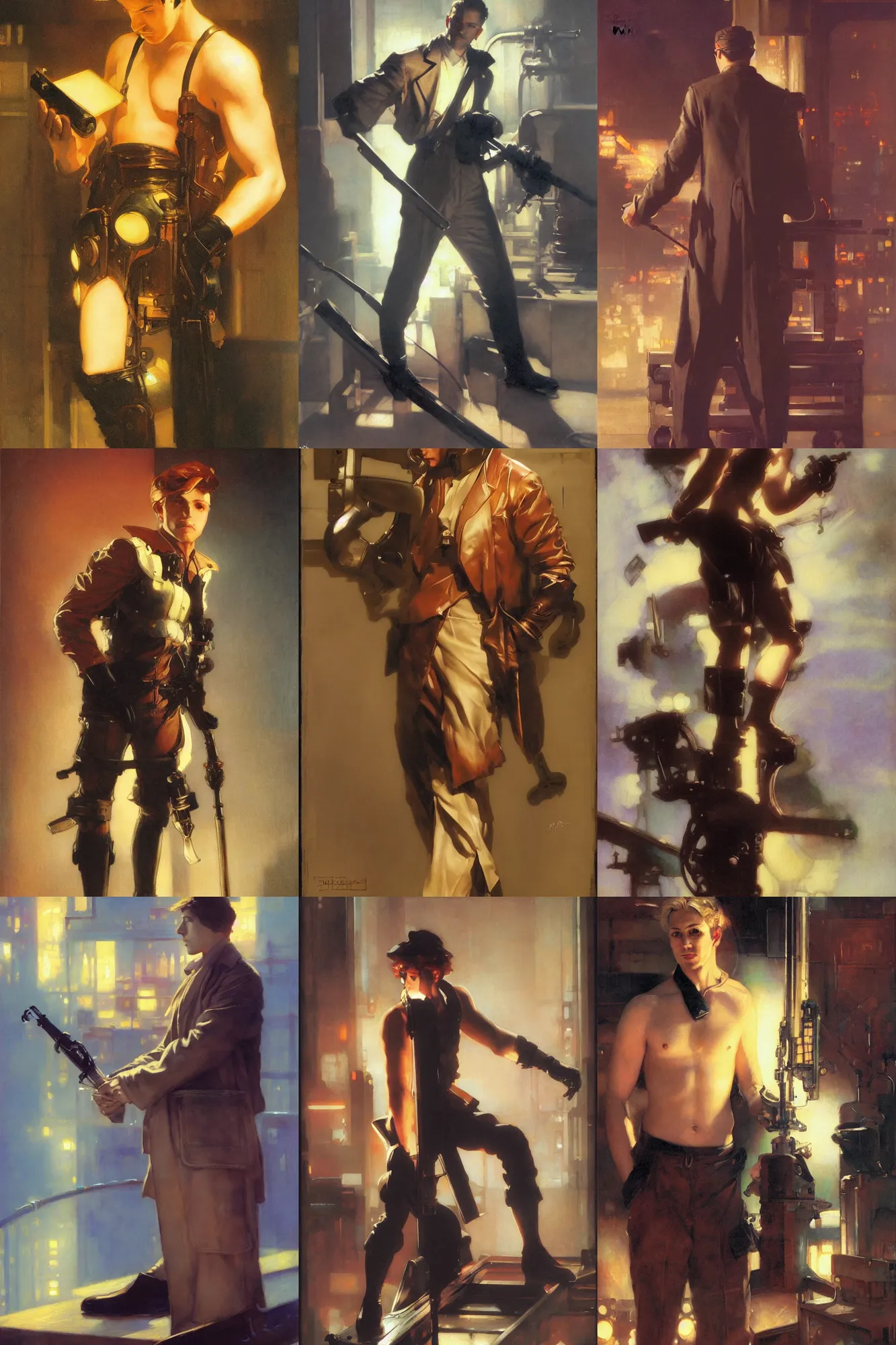 Prompt: male machinist, painting by delphin enjolras, j. c. leyendecker, yoji shinkawa