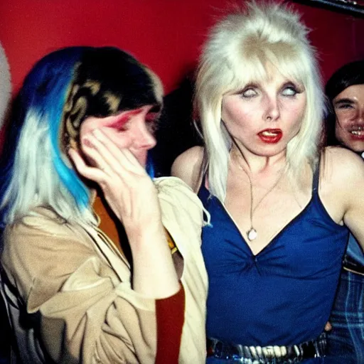 Image similar to young Debbie Harry having a good time at a late 1970s disco club