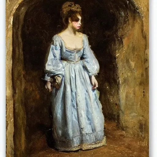 Prompt: theatre actress in the catacombs, by alfred stevens