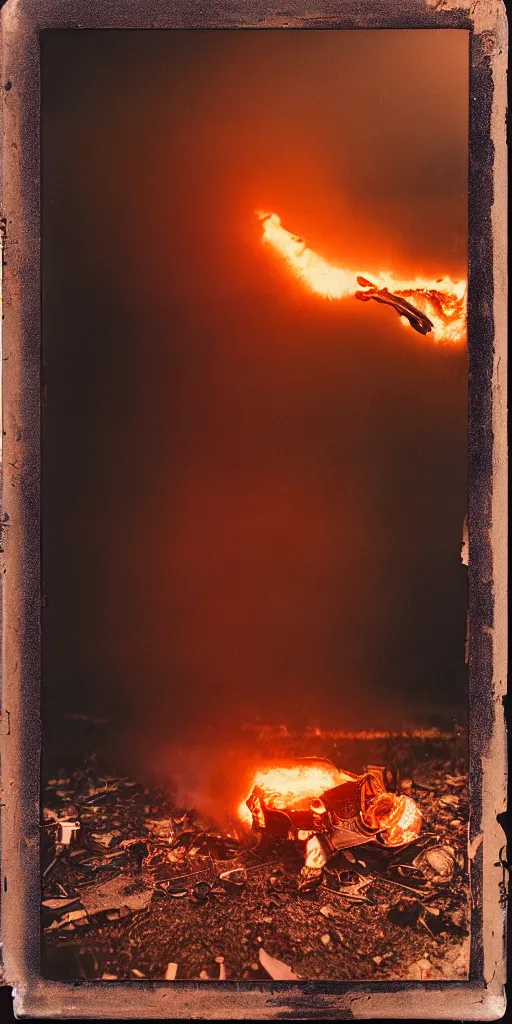 Image similar to kodak portra 4 0 0, wetplate, 8 k, shot of a highly detailed jesus gun rack explosion accident osmium copper oxygen rich fire