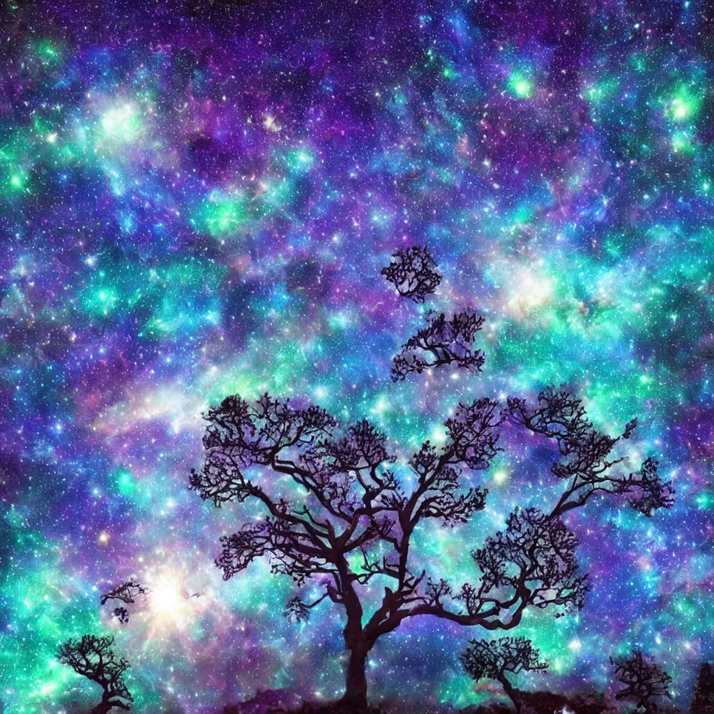 Image similar to magical trees of life in the galaxy 🌌