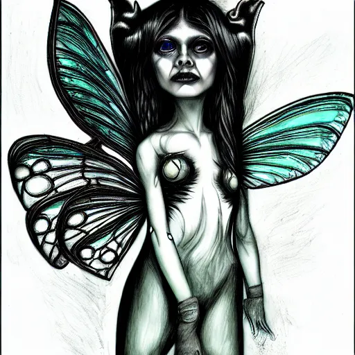 Prompt: fairy girl inspired by giger, and cam de leon