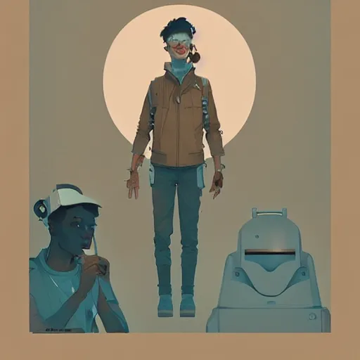 Image similar to portrait of fog bionic vogue, james jean by atey ghailan, by greg rutkowski, by simon stalenhag, by greg tocchini, by james gilleard, by joe fenton, by kaethe butcher dynamic lighting, gradient light blue, brown, blonde cream and white color scheme, grunge aesthetic